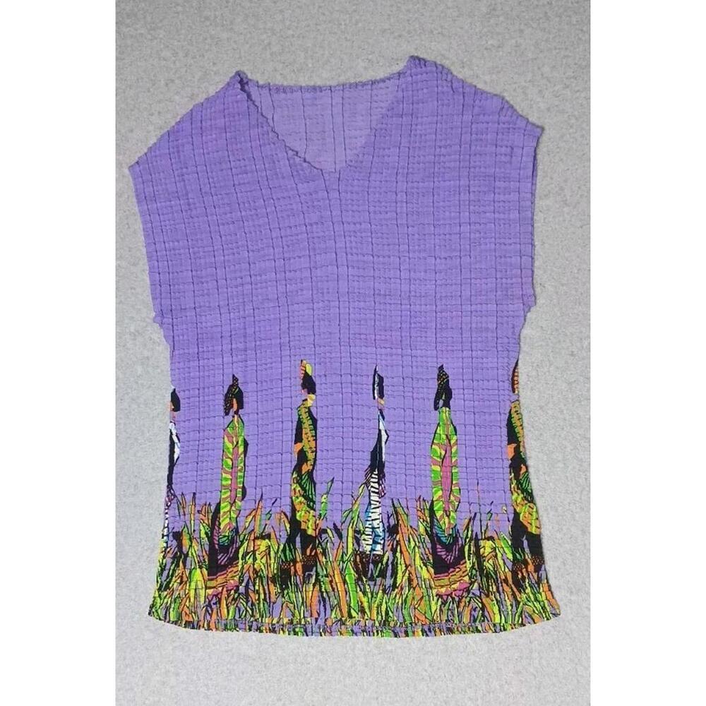 Shoreline Bohemian Women Crepe Texture Womens Size Medium Purple Sleeveless